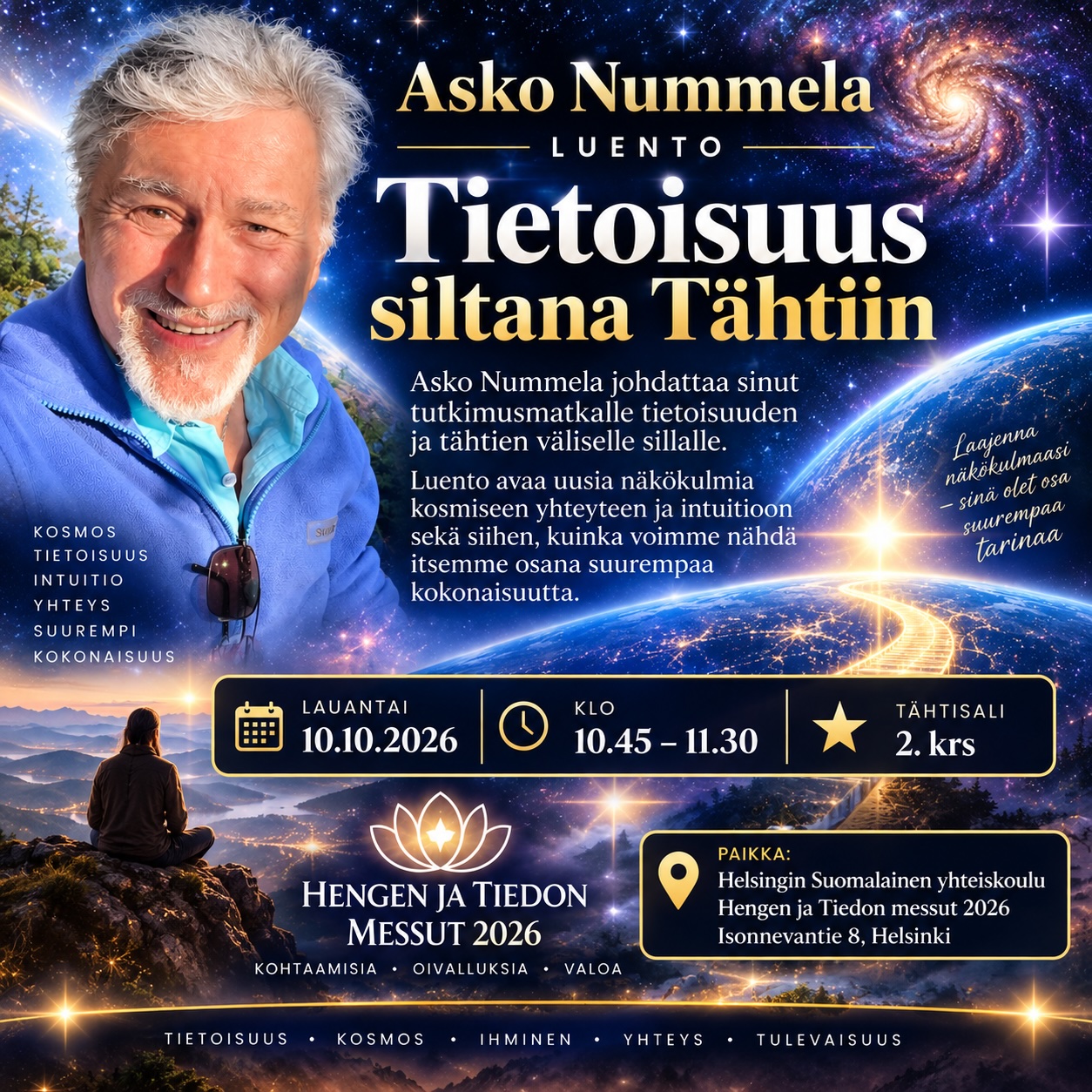 Hengen ja tiedon messuilla, tähtisalissa upea luento